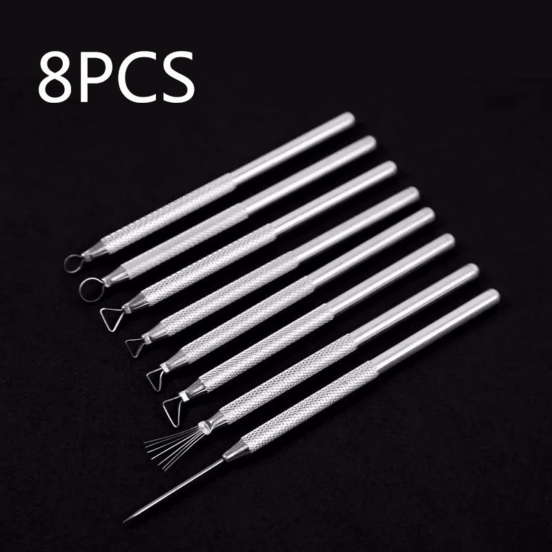 Model Kit Tool - 8-teiliges Aluminiumstab-Keramikwerkzeug-Set, Tonmodellierwerkzeuge, Töpfermodelliermesser und Schaber