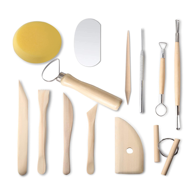 Model Kit Tool - 13-teiliges Töpferton-Modellierwerkzeug-Set, doppelseitiges Tonmodellierwerkzeug-Set, Holz-Modellierwerkzeug-Set