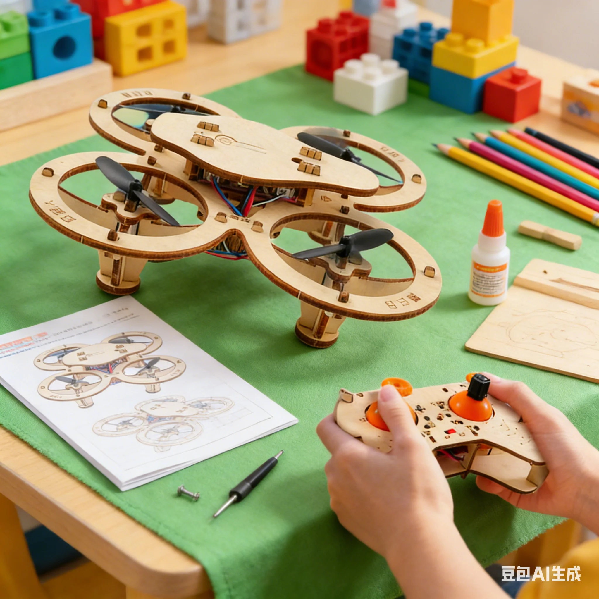 Model Kit Competition - Holz-Bausatz für Flugzeugmodelle 4-Achsen-Flug Experimentelles Ferngesteuertes