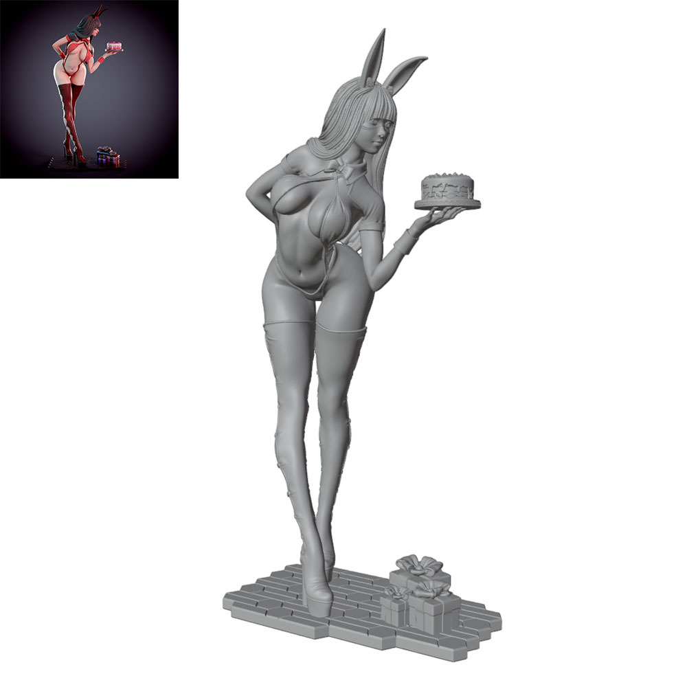 Model Kit Hg - 1/24/12/6 Feiertagsparty-Thema Hasenmädchen-Figur, Niedliches Mädchen Resin-Modellbausatz